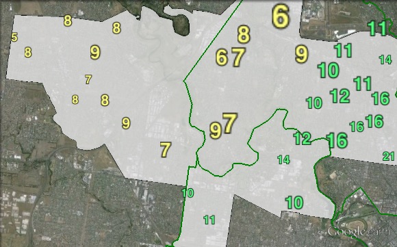 Greens primary votes in Maribyrnong at the 2013 federal election.