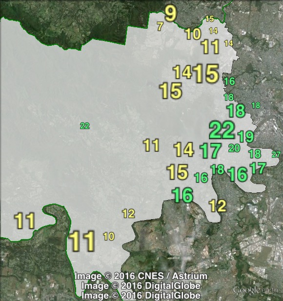 Greens primary votes in Ryan at the 2013 federal election.