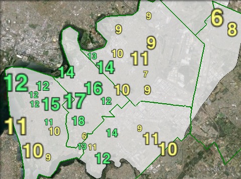 Greens primary votes in Swan at the 2013 federal election.